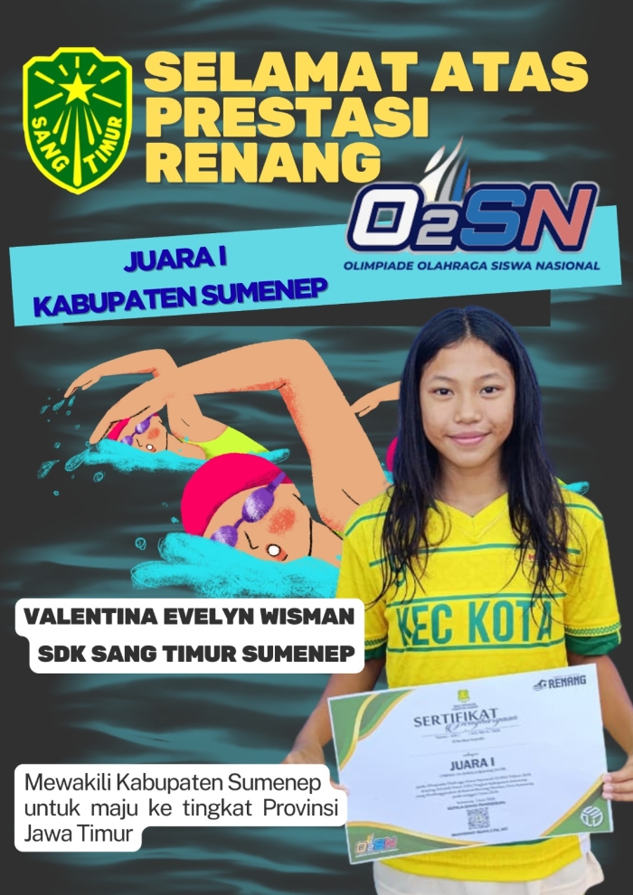 Melesat di Lintasan Air: Valentina Evelyn Wisman, Siswi SDK Sang Timur Raih Juara 1 O2SN Renang Kabupaten Sumenep!